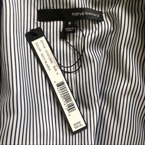 Harvé Benard Navy Linen Blazer - Picture 6 of 8